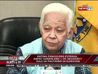 SONA: Dating Pangulong Estrada, dapat   sundin ang 1-yr. residency rule   sa pagtakbo sa eleksyon