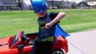 POWER WHEELS Superhero BATMAN Fights Crime with Mustang Powerwheels Ride On Car