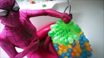 TOP SpiderGirl Spider-man Wet Balloons Compilation - Learn Colours Balloon Finger Nursery