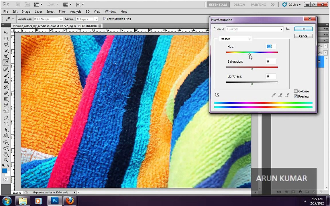 Photoshop CS5 tutorial in hindi Hue and Saturation