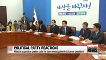 Korea's opposition parties calls for stern investigation into former president