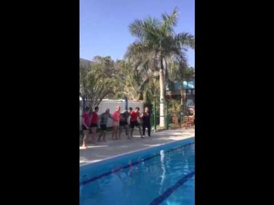 The Belgians celebrate winning in Eilat