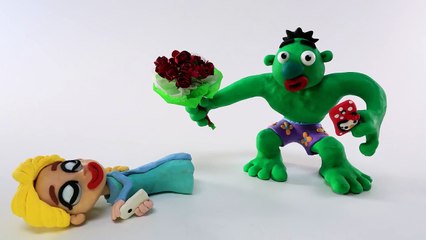 Hulk Hamburger Battle! Play Doh Food Fight Superheroes
