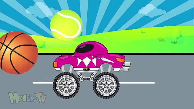 Синий мощность рейнджер монстр грузовики и Полиция грузовая машина для Дети видео для Дети