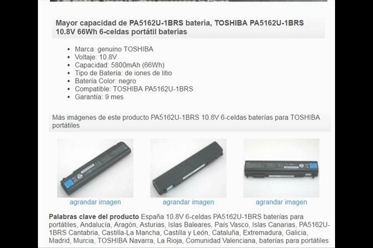 PA5162U-1BRS 10.8V 6-celdas baterías para TOSHIBA portátiles