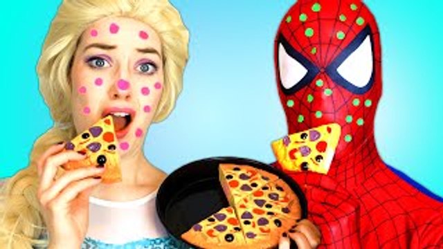 Spiderman & Frozen Elsa vs Pizza Prank! w/ Pink Spidergirl Anna & Joker! Superhero Fun in Real Life