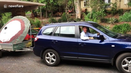 Science Teacher builds and erupts giant Mount Fuji volcano