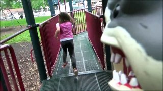 Girl Fights Off Shark Attack At Playground 'Mega & Great White Toy Sharks'