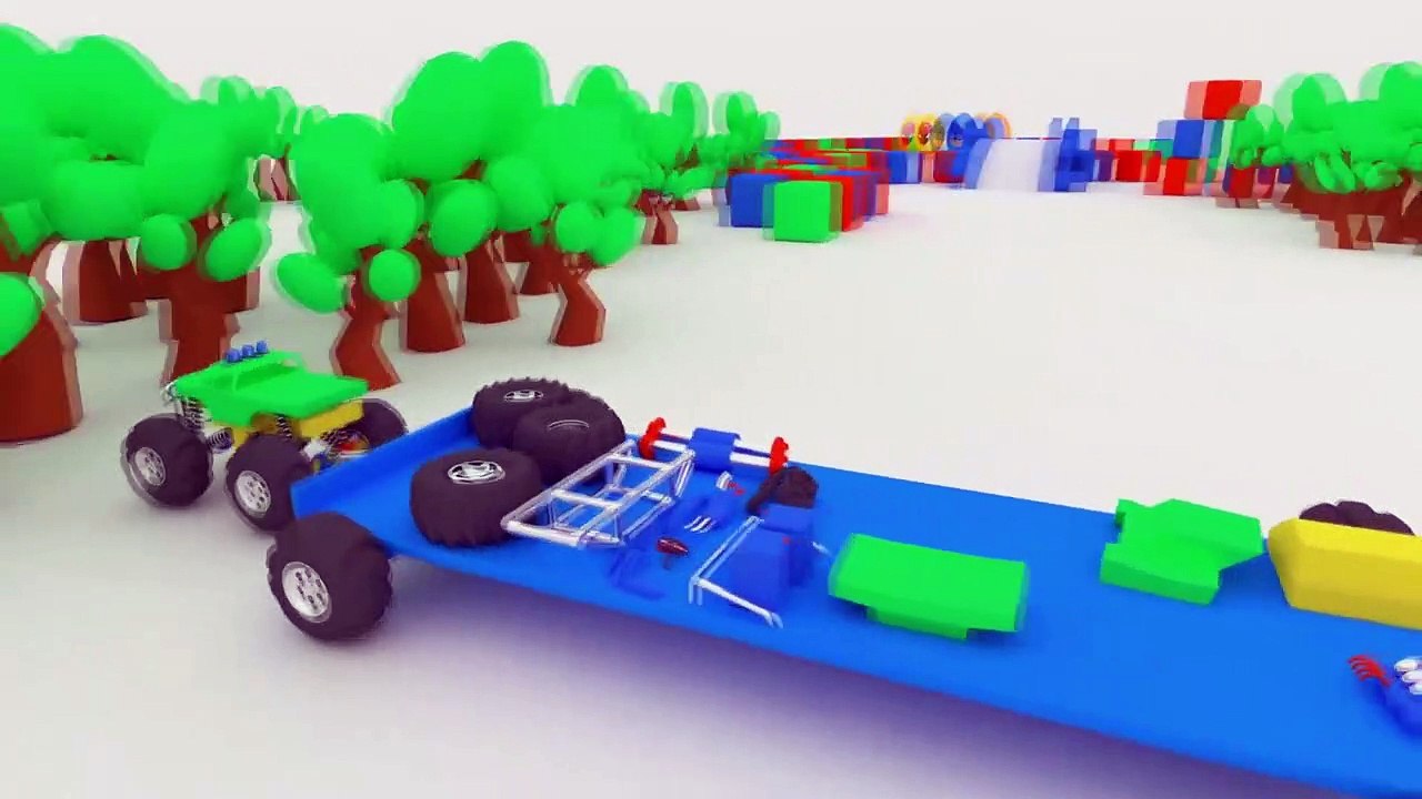 3D Tow Truck & Police Monster Trucks in Car City Surprise Eggs _ Cars & Trucks co