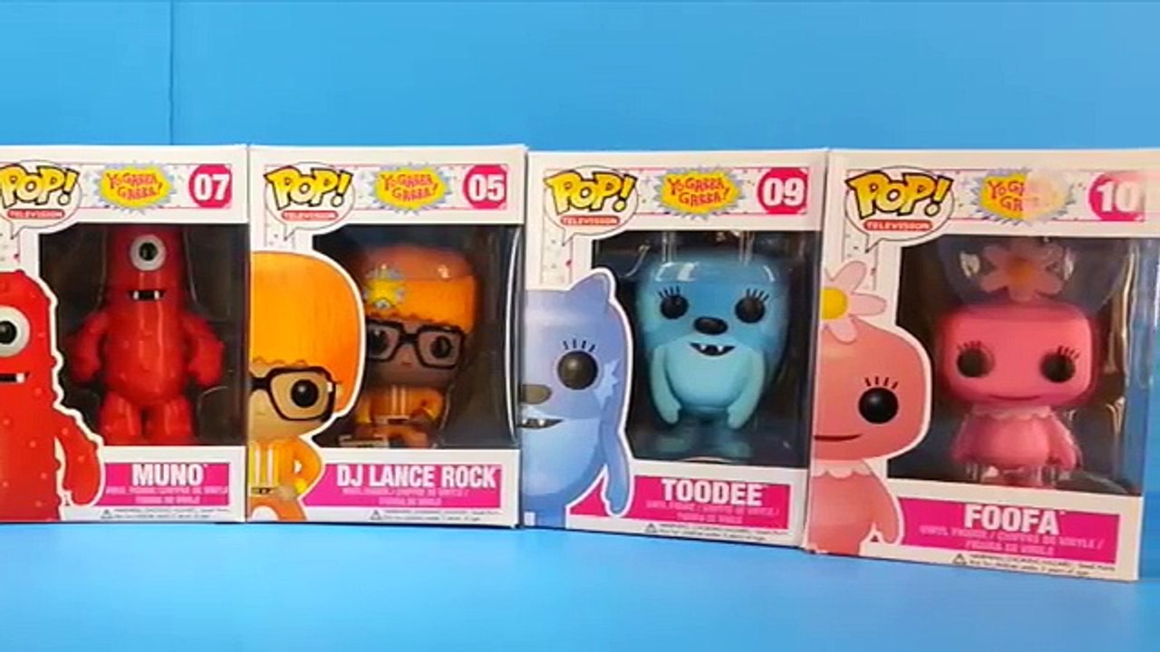 Un MONTÓN de Yo Gabba Gabba Juguetes KidRobot, Funko Pop, Spin Master, Muno Plex Foofa Toodee y Bro