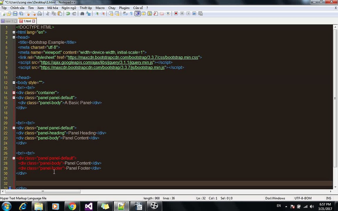 Lophocvitinh.COM***Tự học Bootstrap - Phần cơ bản - Bài 17 - Thanh panel