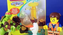 Frozen Olaf, TMNT Michelangelo, and Lego Emmet Eat Play Doh Chocolate Popper DisneyCarToys