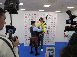 Thanasi Kokkinakis plays the bagpipes