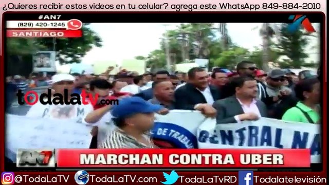 Dirigentes choferiles de Santiago marchan contra UBER-AN7 Noticias-Video