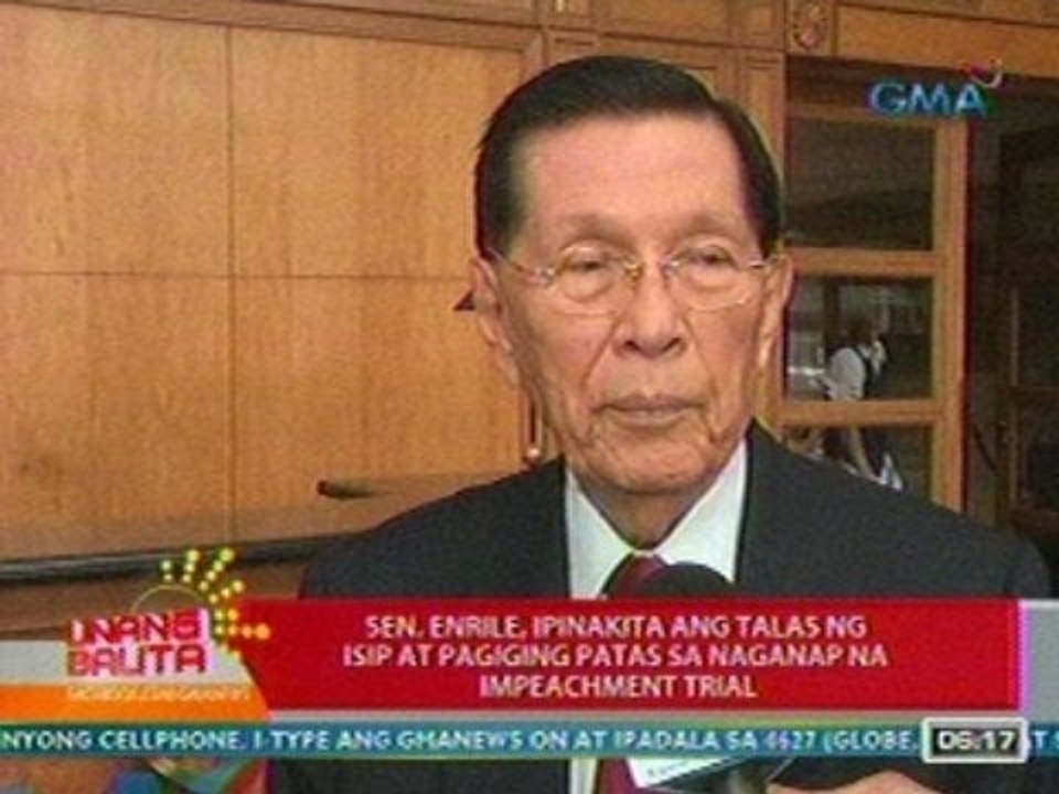 UB: Sen. Enrile, ipinakita ang talas ng isip at pagiging patas sa naganap na impeachment trial