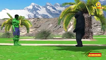 Hulk Vs Gorilla Finger Family Rhymes | Color Songs for kids | Animal Cartoons Finger Family Rhymes