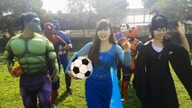 Frozen Elsa is Referee ✦ Spiderman, Captain America & Hulk Play Soccer Vs Joker, Deadpool & Maleficent