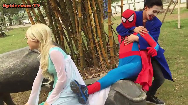 1.2.3.Fly #Spiderman vs Joker Funny Prank Frozen Elsa Anna Harley Quinn Fun Superhero in r
