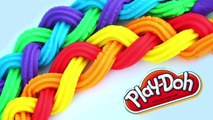 DIY Sparkle Play Doh Braids Rainbow VS Non Glitter Playdough Braids Modelling Clay