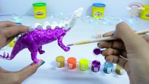 COLORING dinosaurs T-REX, Stegosaurus - Funny Dinosaur Coloring Videos For Kids 2016