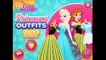 Princesses Elsa Anna Rapunzel and Snow White Outfits Swap - Disney Princess Dress Up Games