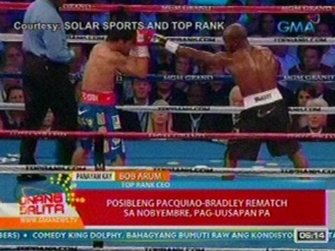 UB: Panayam kay Top Rank CEO Bob Arum kaugnay sa posibleng Pacquiao-Bradley rematch sa Nobyembre