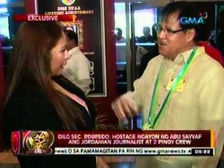 24oras: DILG Sec. Robredo: Hostage ngayon ng Abu Sayyaf ang Jordanian journalist at 2 Pinoy crew