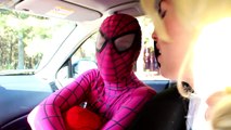 Spiderman & FROZEN ELSA - Giant GUMMY BEAR w/ Dolls - Giant Candy - Superhero Fun in Real