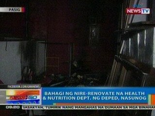 NTG: Bahagi ng nire-renovate na health & nutrition department ng DepEd, nasunog