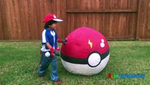 GIANT EGG POKEMON GO Surprise Toys Opening Huge PokeBall Egg Catch Pikachu In Real Life ToysReview-XrD5Vm2Z