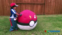 GIANT EGG POKEMON GO Surprise Toys Opening Huge PokeBall Egg Catch Pikachu In Real Life ToysReview-XrD