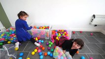 BALL PIT IN OUR HOUSE!! Kids go Crazy  -) Indoor Playground Fun  Ballpit Challenge-STaQMRq
