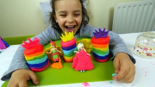 DIY Play Doh Rainbow Frozen Castle for Disney Princesses Elsa and  Anna Doll toys-N3Aq