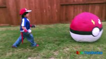GIANT EGG POKEMON GO Surprise Toys Opening Huge PokeBall Egg Catch Pikachu In Real Life ToysReview-XrD5V
