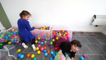 BALL PIT IN OUR HOUSE!! Kids go Crazy  -) Indoor Playground Fun  Ballpit Challenge-STaQMRq