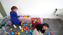 BALL PIT IN OUR HOUSE!! Kids go Crazy  -) Indoor Playground Fun  Ballpit Challenge-STaQMRq3