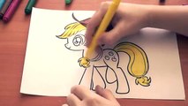 My Little Pony New Coloring Pages for Kids Colors Applejack Coloring colored markers felt pens