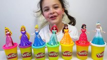 Play Doh Clay Disney Princess Dresses -  Kids Learn Colors with Toys-e09uBX
