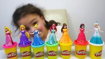 Play Doh Clay Disney Princess Dresses -  Kids Learn Colors with Toys-e09u