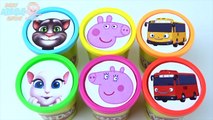 Сups Stacking Play Doh Clay The Little Bus Tayo Peppa Pig Talking Tom Learn Colors for Chi