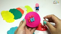 Play doh Ice cream toys! - Create cream rainbow Play doh along Peppa pig heart