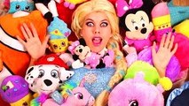 Frozen Elsa PLUSH TOYS SURPRISE! w/ Spiderman Anna Joker Police Minnie Mouse Baby Fun in Real Life