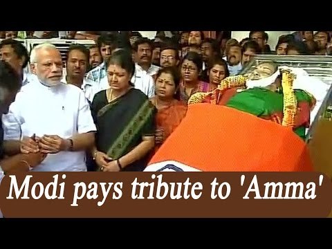 PM Modi pays tribute to 'Amma' at Rajaji Hall | Oneindia Tamil