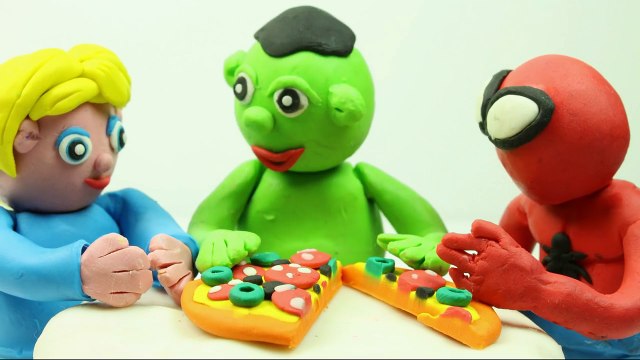 Bad Baby Hulk Share Pizza for Elsa and Spidey Superhero In Real Life Stop Motion Animation Movies