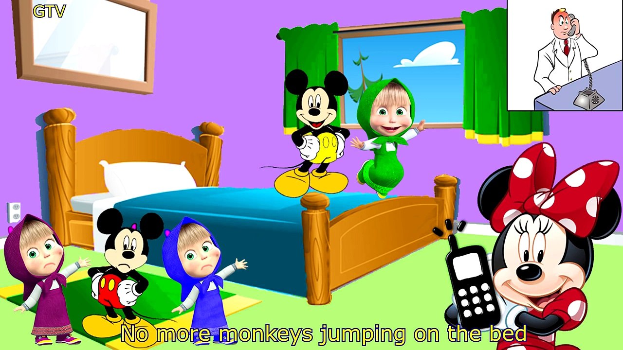 Five Little Masha Jumping on the Bed | Five Little Monkeys Jumping On The Bed