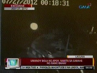 24ORAS:  Bola ng apoy, nakita sa garahe ng isang bahay sa Laguna