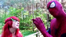 Spiderman & Frozen Elsa PRANK Maleficent & Pink Spidergirl! w/ Joker, Poison Ivy, Hulk, Me