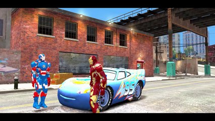 Iron Man and Iron Patriot PlayTime with Custom Blue McQueen Disney Cars FUN