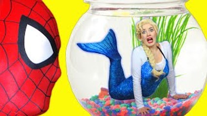 Spiderman, Frozen Elsa Mermaid & Ariel vs Ursula! w/ Pink Spidergirl! Superhero Fun in Real Life :)