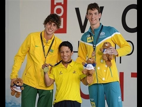 Swimming - men's 100m freestyle S6 medal ceremony - 2013 IPC Swimming World Championships Montreal